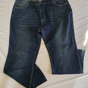 Bloomchic Plus Sz Blue Women's Stretch Boot/Flare Leg Jeans 24W Gold Stitch NWT